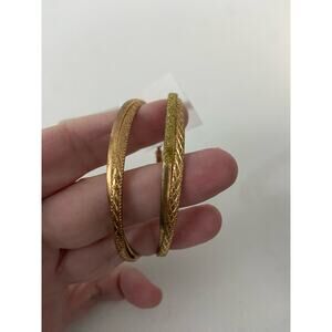etched hoop earrings gold tone